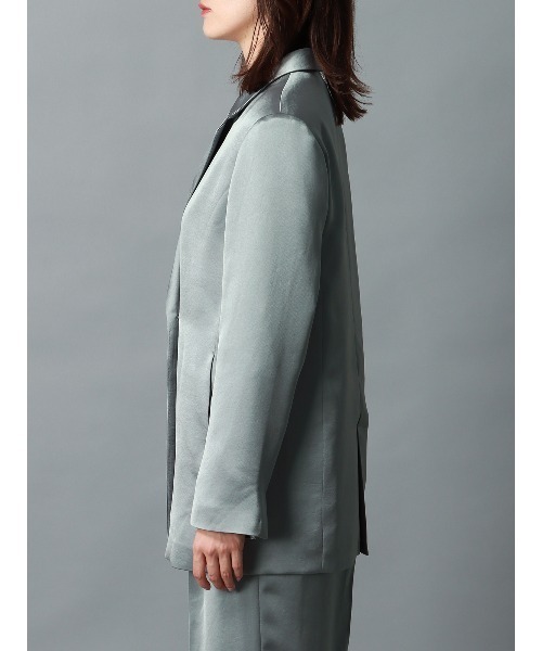 CIS.（シス）の「CIS． サテンジャケット＆ラップ風コルセット ハンドウォッシュ 無地（テーラードジャケット・レディース・ブラック/グレー・36(7号)/38(9号)）」の4枚目の写真