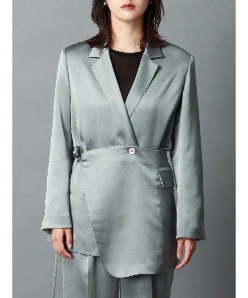 CIS.（シス）の「CIS． サテンジャケット＆ラップ風コルセット ハンドウォッシュ 無地（テーラードジャケット・レディース・ブラック/グレー・36(7号)/38(9号)）」の11枚目の写真