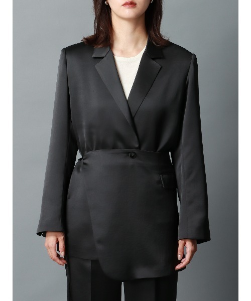 CIS． サテンジャケット＆ラップ風コルセット ハンドウォッシュ 無地