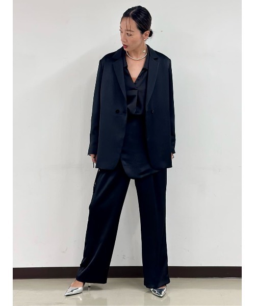 CIS． サテンジャケット＆ラップ風コルセット ハンドウォッシュ 無地