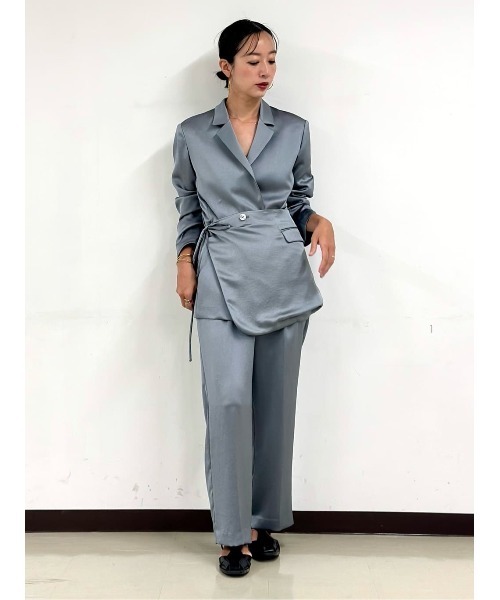 CIS． サテンジャケット＆ラップ風コルセット ハンドウォッシュ 無地