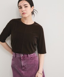 シアーベロア5分袖Tシャツ