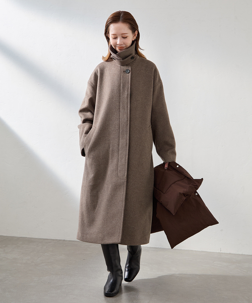 JOURNAL STANDARD（ジャーナルスタンダード）の「《追加》スーパー140ビーバーステンカラーコート（ステンカラーコート・レディース・グリーン/ブラウン/ブラックミックス/ブラック・FREE）」の21枚目の写真