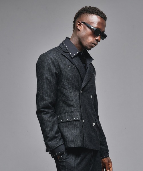 ANDER HUNK（アンダーハンク）の「Studs Design Tailored Jacket / スタッズデザインテーラードジャケット（テーラードジャケット・メンズ・チャコール/ワインレッド・SMALL/MEDIUM/LARGE）」の11枚目の写真
