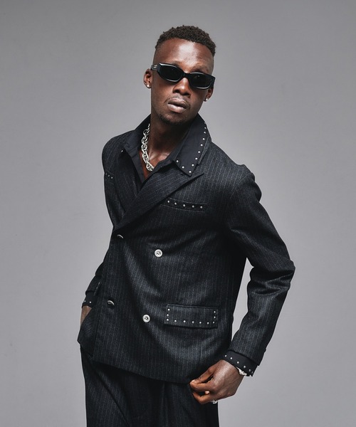 ANDER HUNK（アンダーハンク）の「Studs Design Tailored Jacket / スタッズデザインテーラードジャケット（テーラードジャケット・メンズ・チャコール/ワインレッド・SMALL/MEDIUM/LARGE）」の13枚目の写真