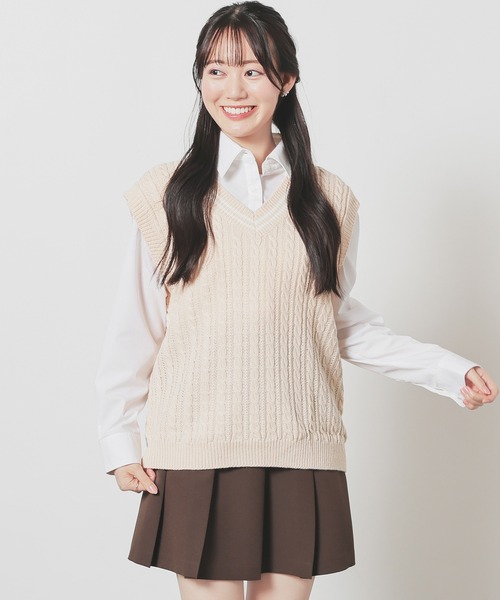 Honeys(ハニーズ)の「スクールベスト(ニット/セーター・レディース・ネイビー/ベージュ/アイボリー/杢グレー・L/M/S/SS)」の8枚目の写真