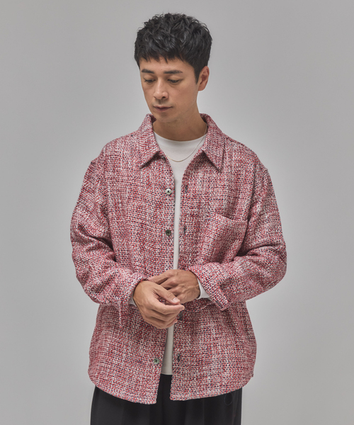 EDIFICE（エディフィス）の「Frank ツイード シャツ ブルゾン（その他アウター・メンズ・ベージュ/レッド/ブラック/チャコールグレー・LARGE/MEDIUM）」の6枚目の写真