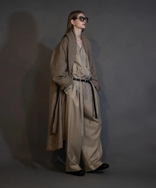 my beautiful landlet（マイビューティフルランドレット）の「【my beautiful landlet】 MACHINE WASHADLE WOOL TUCK WIDE PANTS（スラックス・メンズ・ネイビー/ブラック/ベージュ・0/1/2）」の6枚目の写真