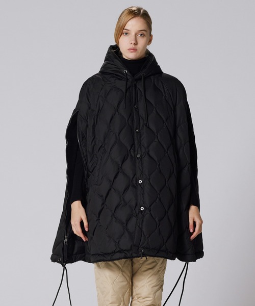 試着のみ　TAION ミリタリーダウンケープ　ブラック×ブラック TAION（タイオン） ポンチョ 「」「グッズ」ミリタリー ダウンケープ