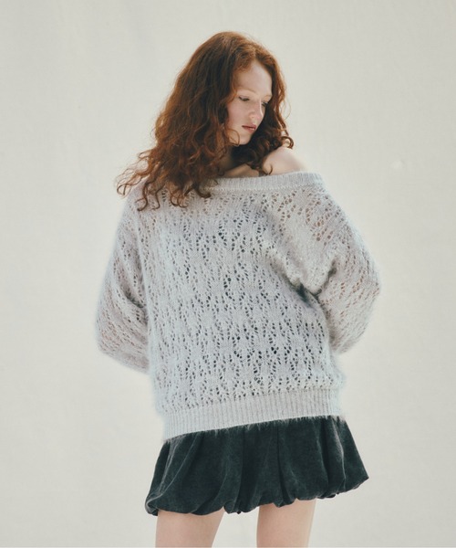 Heather（ヘザー）の「メッシュラメニット　599635（ニット/セーター・レディース・ベージュ/ピンク/アイボリー/グレー・FREE）」の3枚目の写真