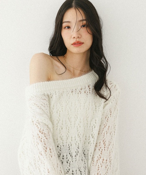 Heather（ヘザー）の「メッシュラメニット　599635（ニット/セーター・レディース・ベージュ/ピンク/アイボリー/グレー・FREE）」の8枚目の写真