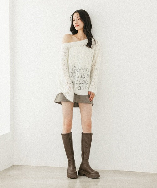 Heather（ヘザー）の「メッシュラメニット　599635（ニット/セーター・レディース・ベージュ/ピンク/アイボリー/グレー・FREE）」の9枚目の写真