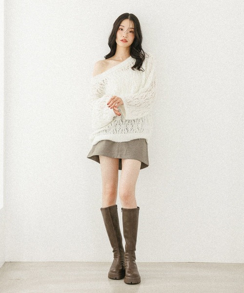 Heather（ヘザー）の「メッシュラメニット　599635（ニット/セーター・レディース・ベージュ/ピンク/アイボリー/グレー・FREE）」の10枚目の写真