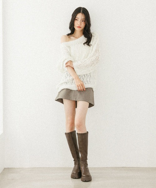 Heather（ヘザー）の「メッシュラメニット　599635（ニット/セーター・レディース・ベージュ/ピンク/アイボリー/グレー・FREE）」の11枚目の写真