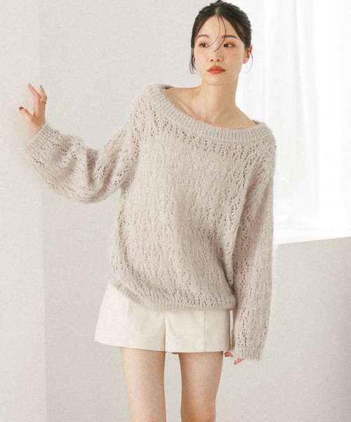 Heather（ヘザー）の「メッシュラメニット　599635（ニット/セーター・レディース・ベージュ/ピンク/アイボリー/グレー・FREE）」の12枚目の写真