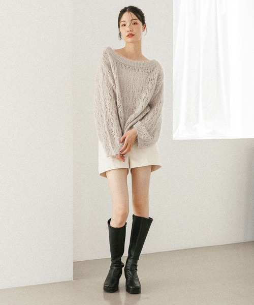 Heather（ヘザー）の「メッシュラメニット　599635（ニット/セーター・レディース・ベージュ/ピンク/アイボリー/グレー・FREE）」の13枚目の写真