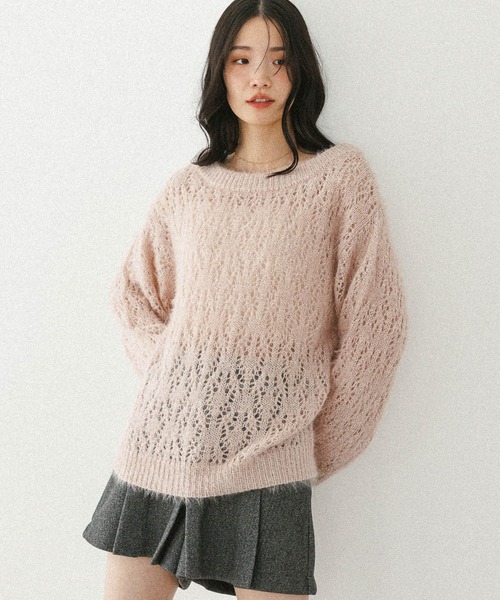 Heather（ヘザー）の「メッシュラメニット　599635（ニット/セーター・レディース・ベージュ/ピンク/アイボリー/グレー・FREE）」の16枚目の写真