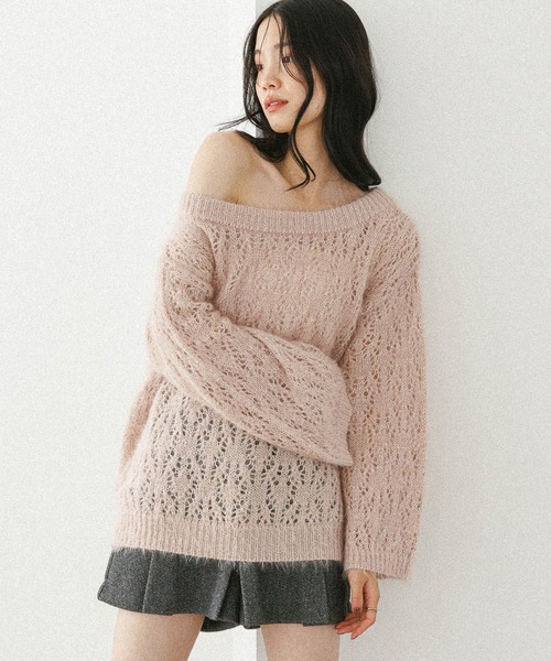 Heather（ヘザー）の「メッシュラメニット　599635（ニット/セーター・レディース・ベージュ/ピンク/アイボリー/グレー・FREE）」の17枚目の写真