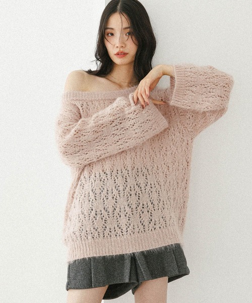 Heather（ヘザー）の「メッシュラメニット　599635（ニット/セーター・レディース・ベージュ/ピンク/アイボリー/グレー・FREE）」の18枚目の写真