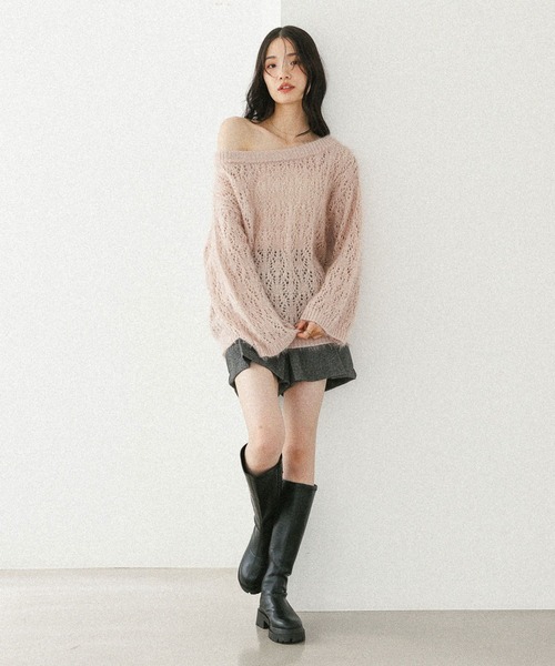 Heather（ヘザー）の「メッシュラメニット　599635（ニット/セーター・レディース・ベージュ/ピンク/アイボリー/グレー・FREE）」の20枚目の写真