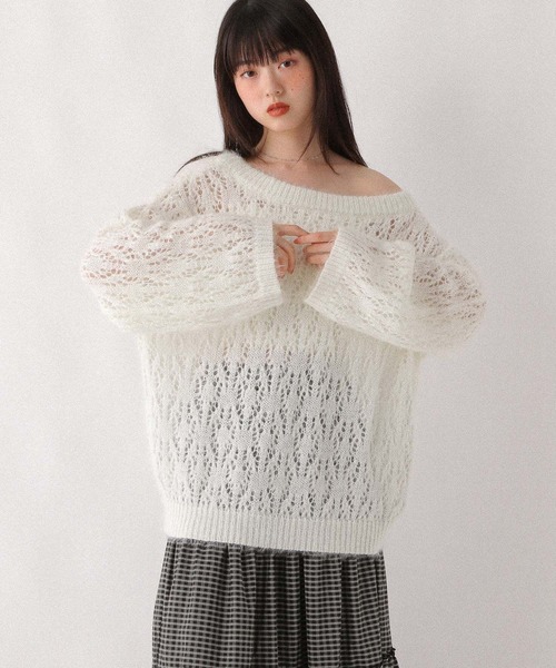 Heather（ヘザー）の「メッシュラメニット　599635（ニット/セーター・レディース・ベージュ/ピンク/アイボリー/グレー・FREE）」の21枚目の写真