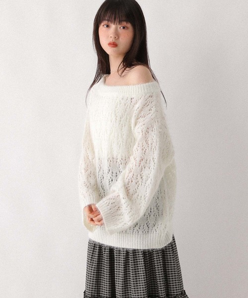 Heather（ヘザー）の「メッシュラメニット　599635（ニット/セーター・レディース・ベージュ/ピンク/アイボリー/グレー・FREE）」の22枚目の写真