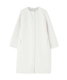 ADORE アドーア ノーカラーコート 白　white 美品 アドーア ADORE ◇ソリッドウールリバーロングコート （ホワイト