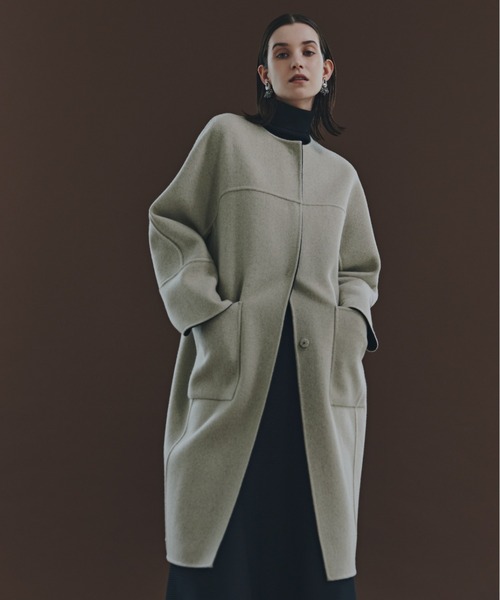 ◇Ca混2TONEリバーコクーンコート（ノーカラーコート）｜ADORE