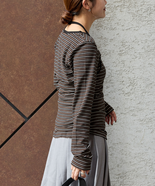 JOURNAL STANDARD（ジャーナルスタンダード）の「ベアテレコホルターネックプルオーバー（その他トップス・レディース・ブラウン/ブラック・FREE）」の7枚目の写真