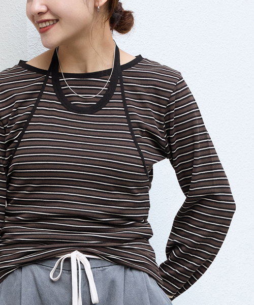 JOURNAL STANDARD（ジャーナルスタンダード）の「ベアテレコホルターネックプルオーバー（その他トップス・レディース・ブラウン/ブラック・FREE）」の14枚目の写真