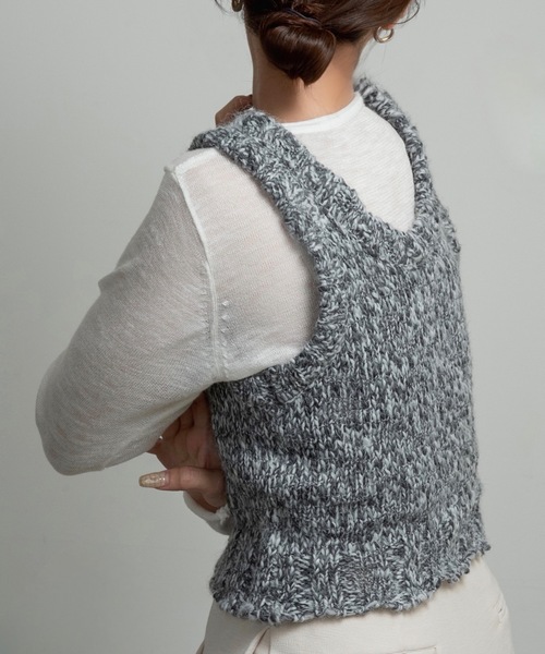lawgy(ラウジー)の「mix uneck knit vest / ミックスuネックニットベスト(ベスト・レディース・グレー/ブラウン・FREE)」の12枚目の写真