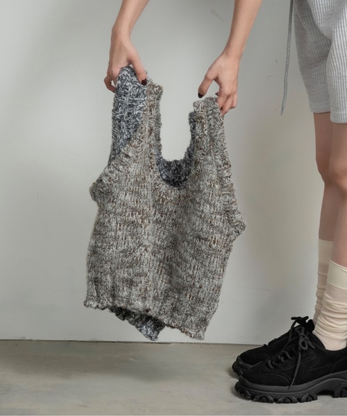 lawgy(ラウジー)の「mix uneck knit vest / ミックスuネックニットベスト(ベスト・レディース・グレー/ブラウン・FREE)」の3枚目の写真