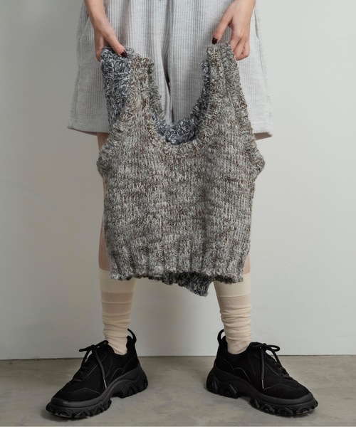 lawgy(ラウジー)の「mix uneck knit vest / ミックスuネックニットベスト(ベスト・レディース・グレー/ブラウン・FREE)」の16枚目の写真