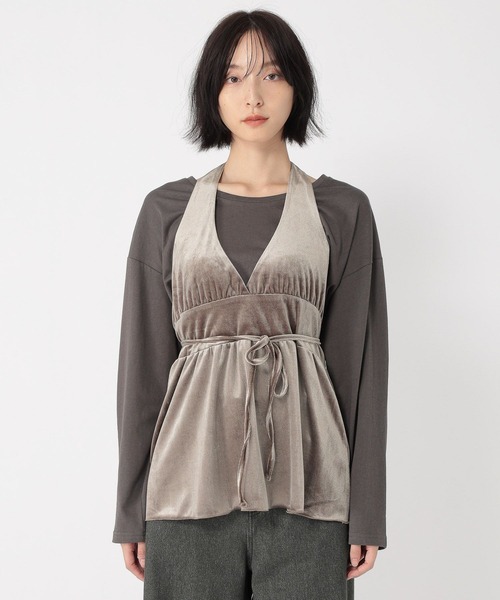 studio CLIP（スタディオクリップ）の「【daily CLIP】ベロアホルターネックビスチェ（タンクトップ・レディース・チャコール/ブラウン・FREE）」の10枚目の写真