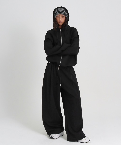 BLACKUP（ブラックアップ）の「[B-BASIC] ダブルコットンリベットワンタック2WAYパンツ（スウェットパンツ・レディース・グレー/ブラック・FREE）」の8枚目の写真