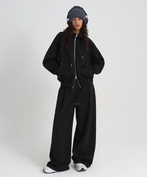 BLACKUP（ブラックアップ）の「[B-BASIC] ダブルコットンリベットワンタック2WAYパンツ（スウェットパンツ・レディース・グレー/ブラック・FREE）」の11枚目の写真