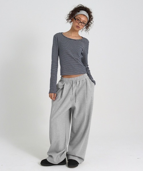 BLACKUP（ブラックアップ）の「[B-BASIC] ダブルコットンリベットワンタック2WAYパンツ（スウェットパンツ・レディース・グレー/ブラック・FREE）」の13枚目の写真