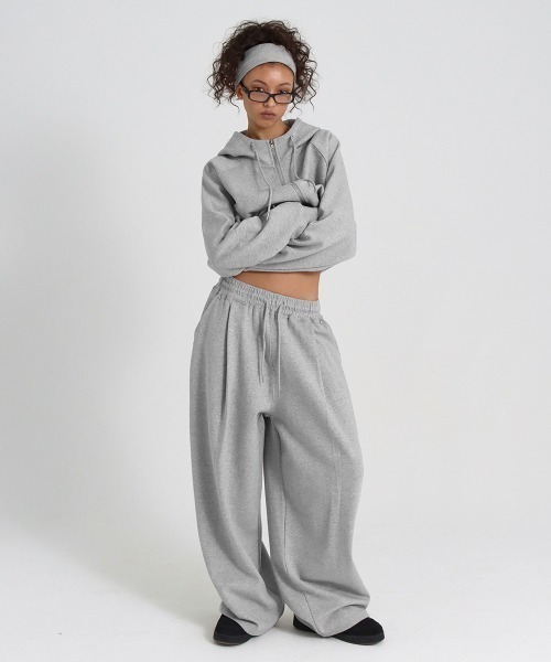 BLACKUP（ブラックアップ）の「[B-BASIC] ダブルコットンリベットワンタック2WAYパンツ（スウェットパンツ・レディース・グレー/ブラック・FREE）」の12枚目の写真