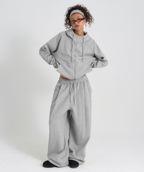 BLACKUP（ブラックアップ）の「[B-BASIC] ダブルコットンリベットワンタック2WAYパンツ（スウェットパンツ・レディース・グレー/ブラック・FREE）」の14枚目の写真