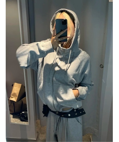 BLACKUP（ブラックアップ）の「[B-BASIC] ダブルコットンリベットワンタック2WAYパンツ（スウェットパンツ・レディース・グレー/ブラック・FREE）」の22枚目の写真