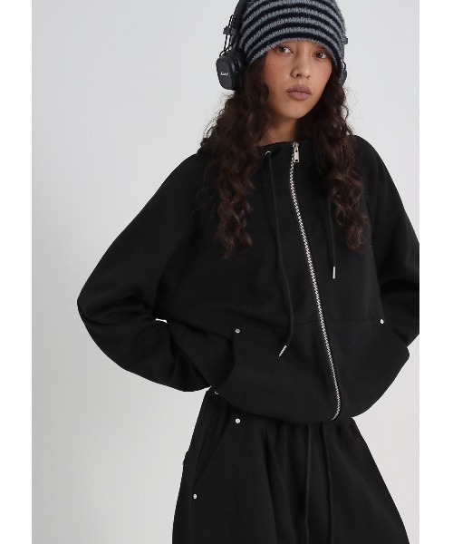 BLACKUP（ブラックアップ）の「[B-BASIC] ダブルコットンリベットワンタック2WAYパンツ（スウェットパンツ・レディース・グレー/ブラック・FREE）」の7枚目の写真