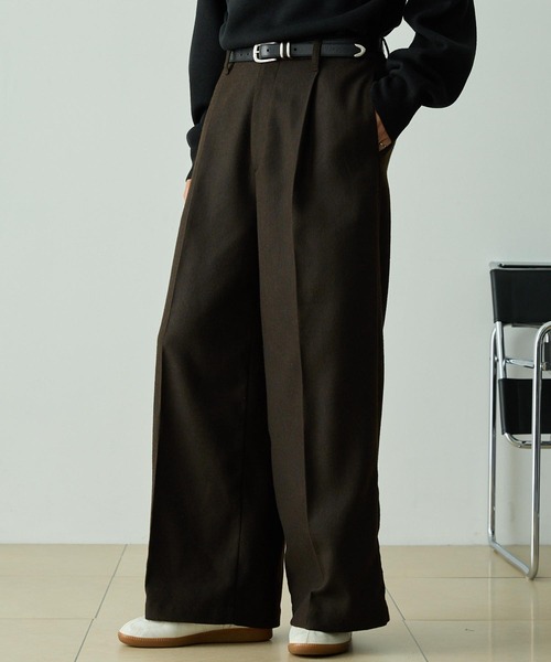 EMMA CLOTHES（エマクローズ）の「【セットアップ対応】テックツイード ディープタック センタークリース セミフレアパンツ（スラックス・メンズ・グレー/チャコール/ネイビー/ブラウン・M/S/L）」の9枚目の写真