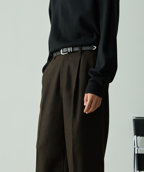 EMMA CLOTHES（エマクローズ）の「【セットアップ対応】テックツイード ディープタック センタークリース セミフレアパンツ（スラックス・メンズ・グレー/チャコール/ネイビー/ブラウン・M/S/L）」の13枚目の写真