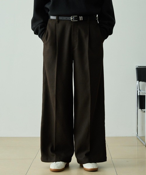 EMMA CLOTHES（エマクローズ）の「【セットアップ対応】テックツイード ディープタック センタークリース セミフレアパンツ（スラックス・メンズ・グレー/チャコール/ネイビー/ブラウン・M/S/L）」の15枚目の写真