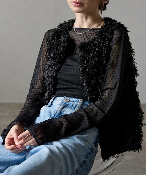 each（イーチ）の「ノースリフリンジファーベスト（ベスト・レディース・ブラック/グレー/アイボリー・FREE）」の3枚目の写真