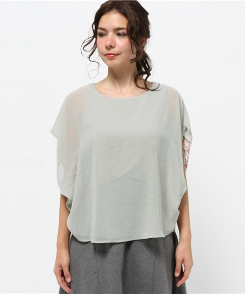 OUTLET（アウトレット）の「【Discoat】ジョーゼット後ロ柄切替BL（シャツ/ブラウス・レディース・グレー・MEDIUM/LARGE）」の2枚目の写真