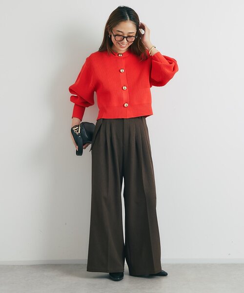 un dix cors(アンディコール)の「《オンオフ活躍》ビッグ釦柄切替バルーンカーディガン(ニット/セーター・レディース・オレンジ/アイボリー/ブラック・FREE)」の19枚目の写真