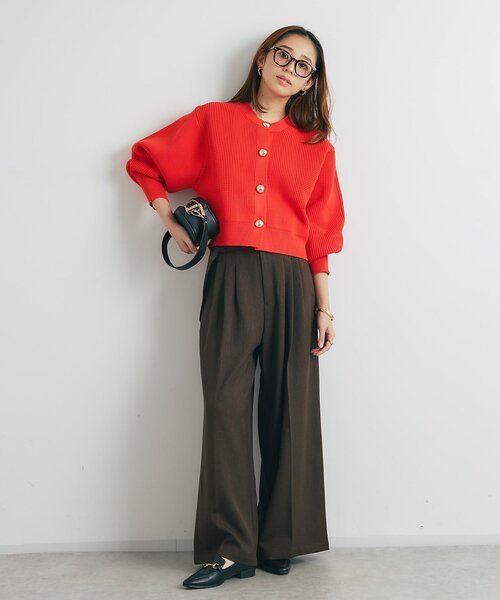 un dix cors(アンディコール)の「《オンオフ活躍》ビッグ釦柄切替バルーンカーディガン(ニット/セーター・レディース・オレンジ/アイボリー/ブラック・FREE)」の16枚目の写真