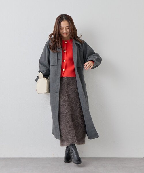 un dix cors(アンディコール)の「《オンオフ活躍》ビッグ釦柄切替バルーンカーディガン(ニット/セーター・レディース・オレンジ/アイボリー/ブラック・FREE)」の14枚目の写真