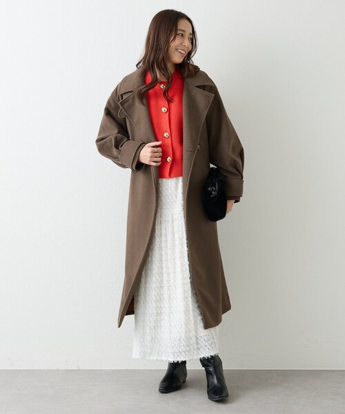 un dix cors(アンディコール)の「《オンオフ活躍》ビッグ釦柄切替バルーンカーディガン(ニット/セーター・レディース・オレンジ/アイボリー/ブラック・FREE)」の13枚目の写真